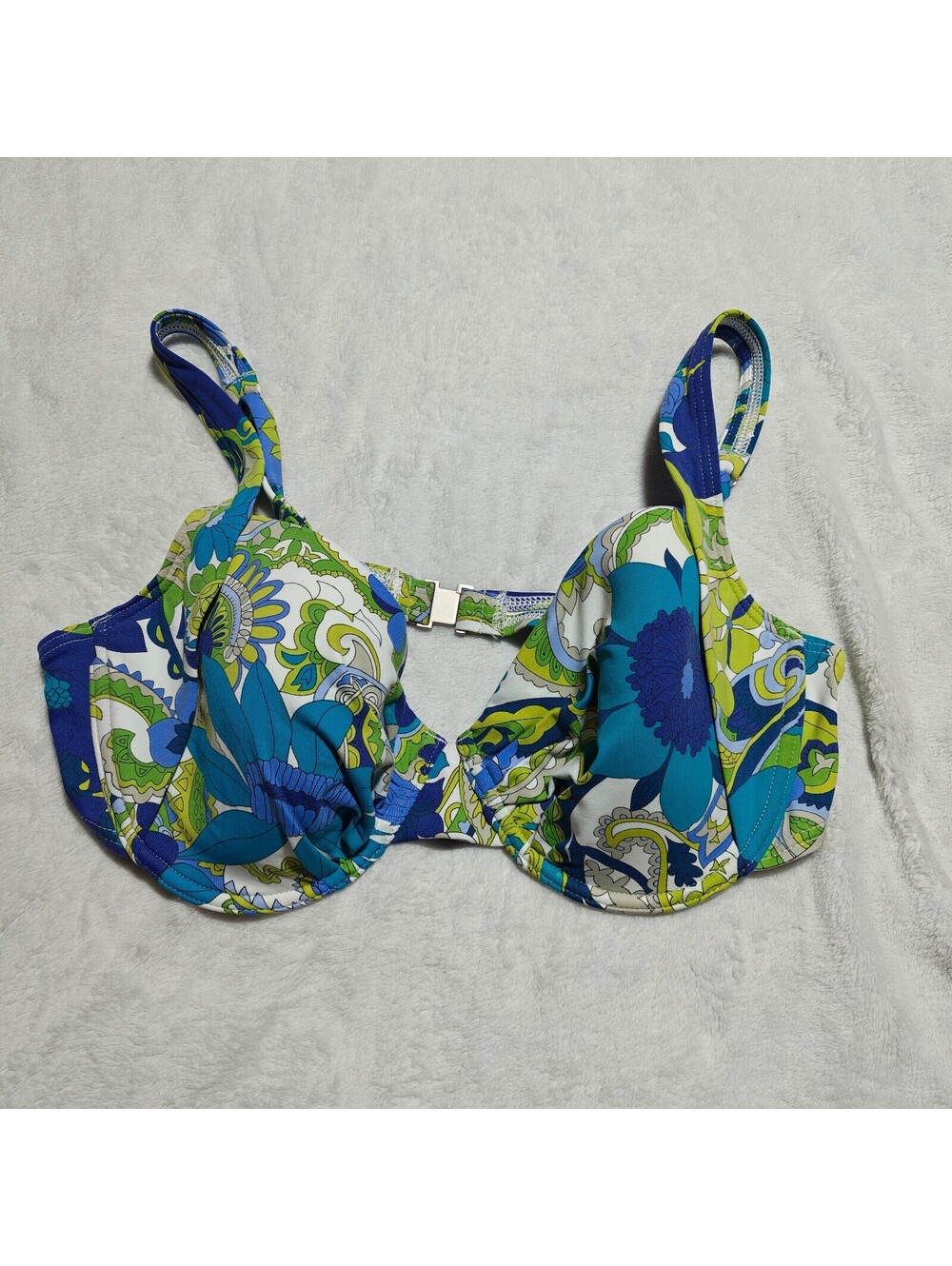 Tommy Bahama maximalist blue and green floral bikini top